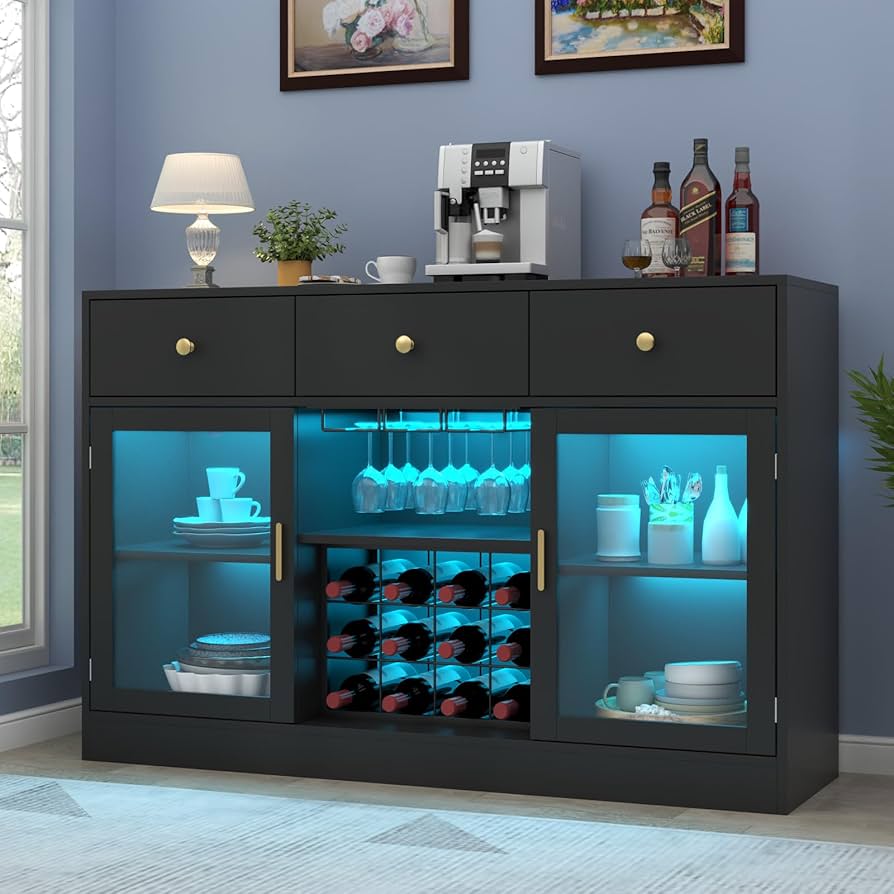 Amazon.com: Auromie Wine Bar Cabinet with LED Light, Home Coffee Amazon.com: Auromie Wine Bar Cabinet with LED Light, Home Coffee
